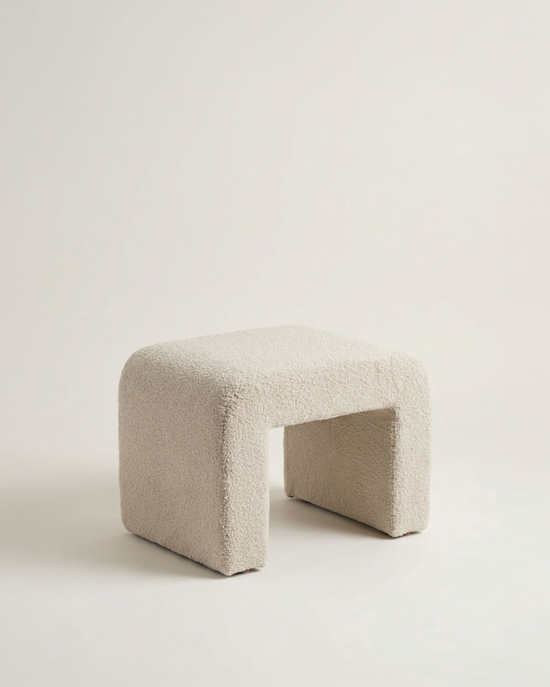 Puf tejido beige SORENZO izquierda