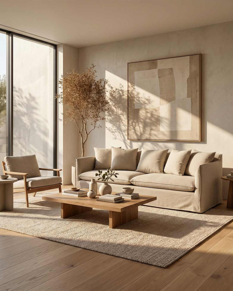 Sofá beige salon CALVIA | Rey Home