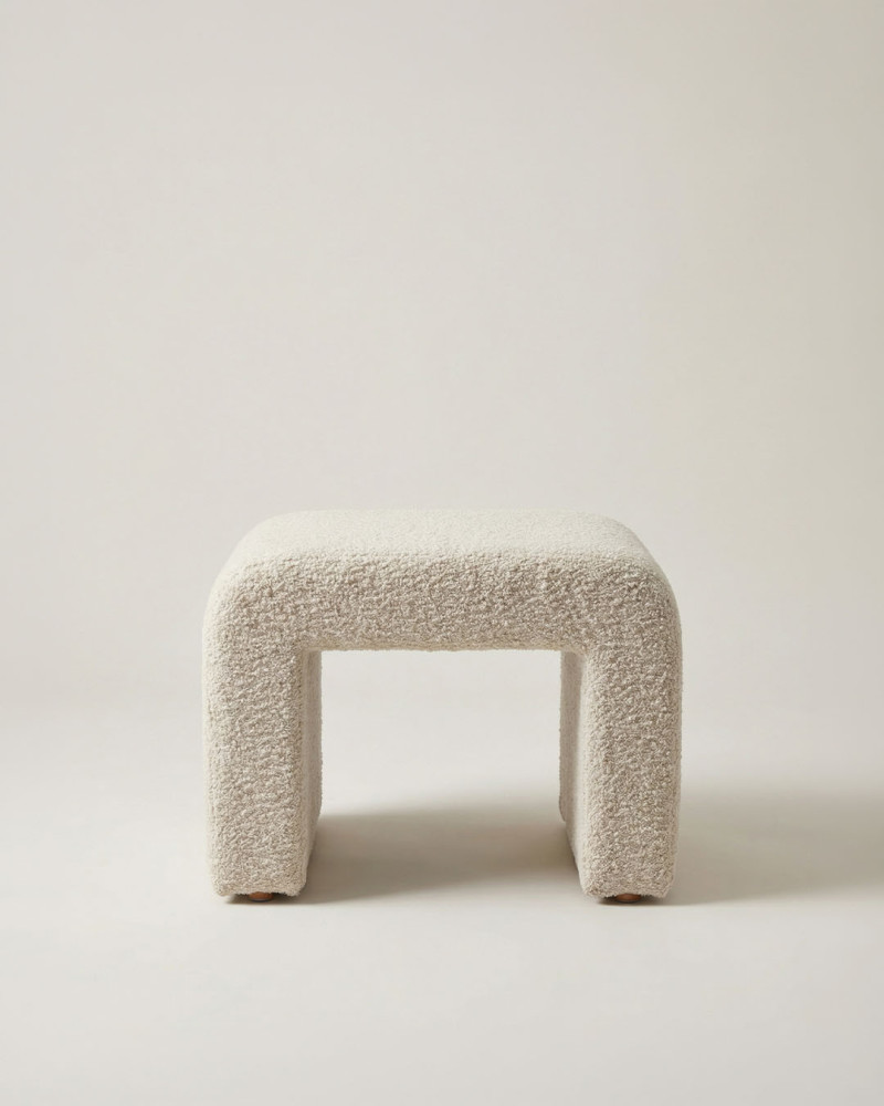 Puf tejido beige SORENZO frente