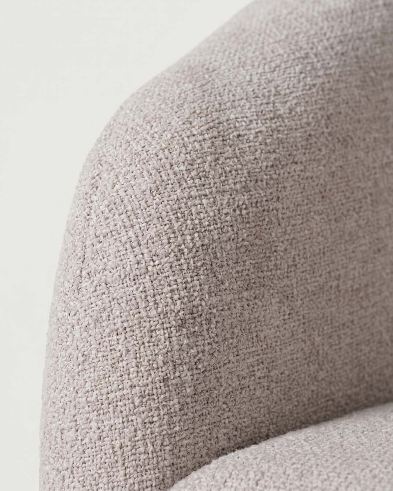 Butaca beige tejido salón ALVENA detalle