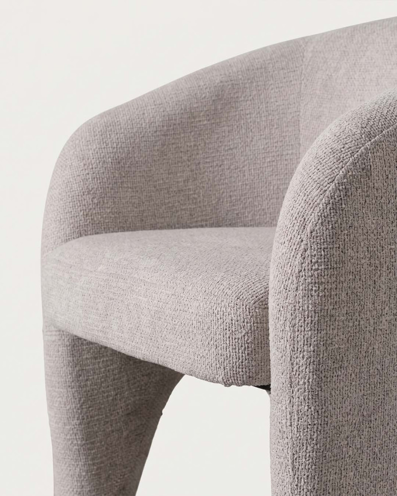 Butaca beige tejido salón ALVENA detalle