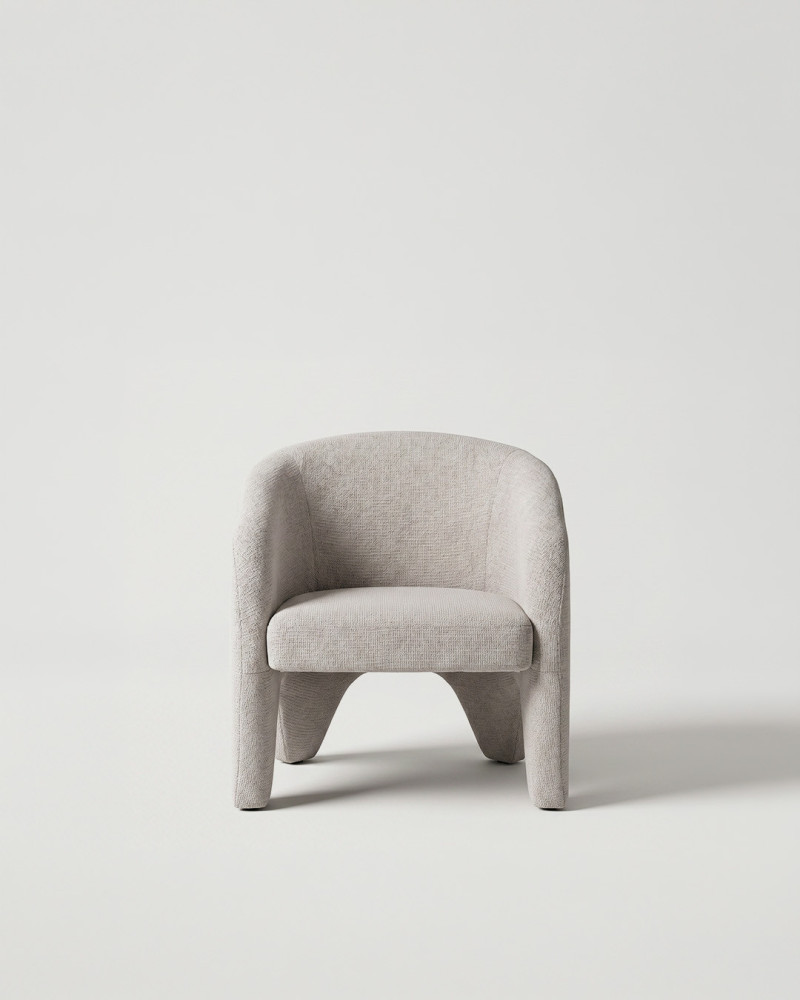 Butaca beige tejido salón ALVENA frente