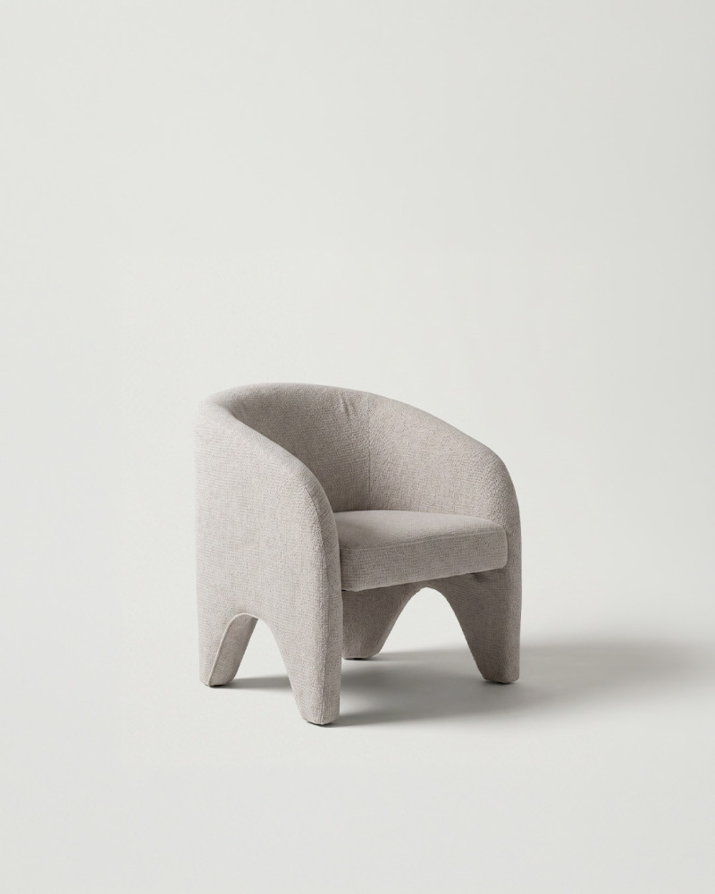 Butaca beige tejido salón ALVENA izquierda