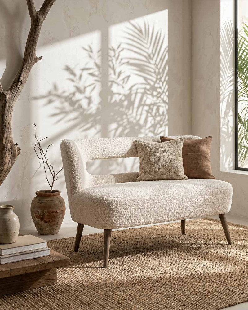 Sofá bouclé blanco de diseño moderno | Rey Home