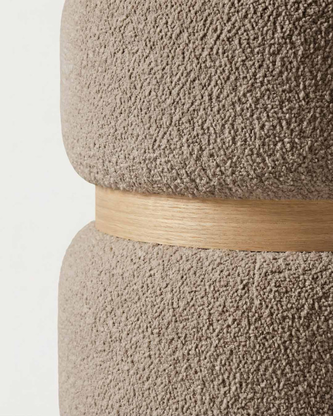 Puf decoración CASVIK taupe detalle
