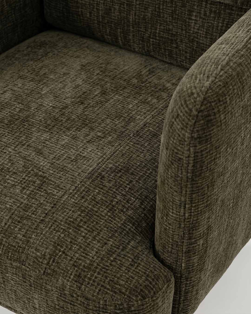 Butaca verde tejido-madera  DELVORA detalle