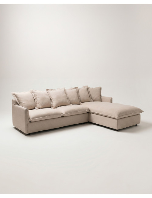Sofá chaiselonge beige RIVAN-ladeada