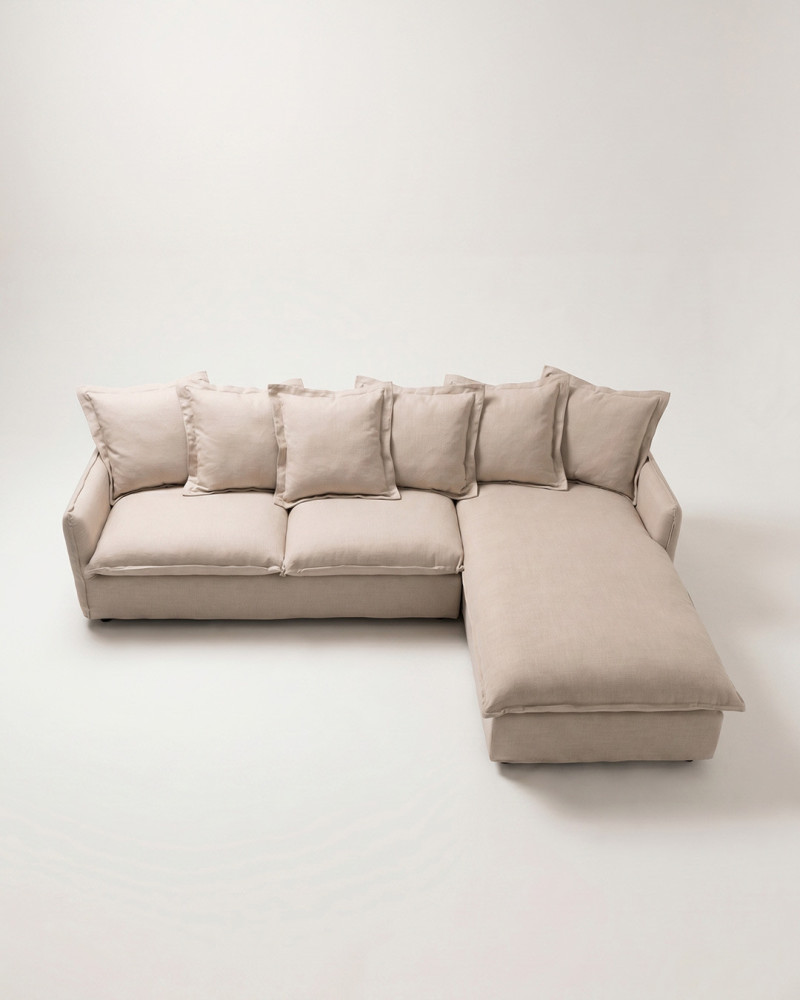 Sofá chaiselonge beige RIVANO picada