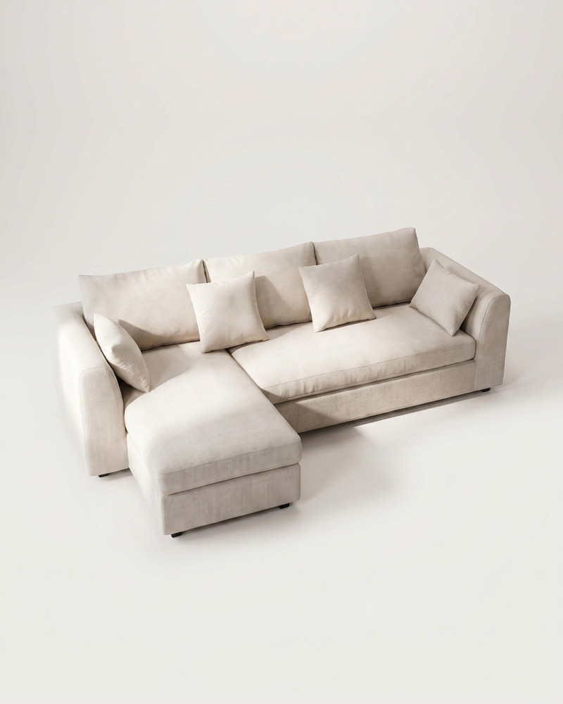 Sofá chaise longe  ULVAN crema picada