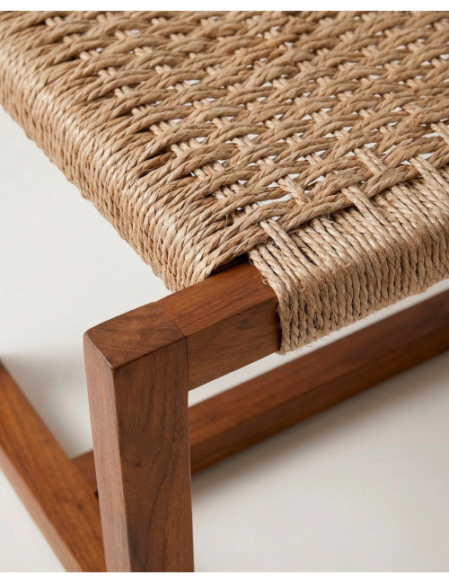 Vista detalle Banco natural madera teca salón RIVELLO