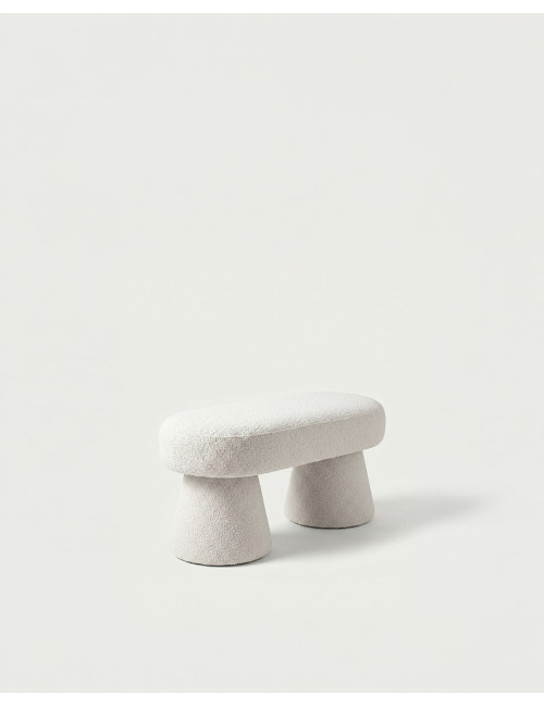 Puf bucle blanco AURON tres-cuartos