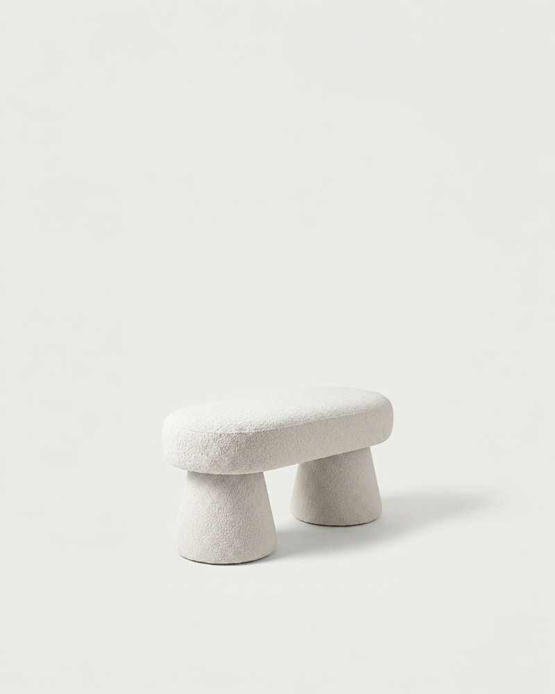 Puf bucle blanco AURON tres-cuartos