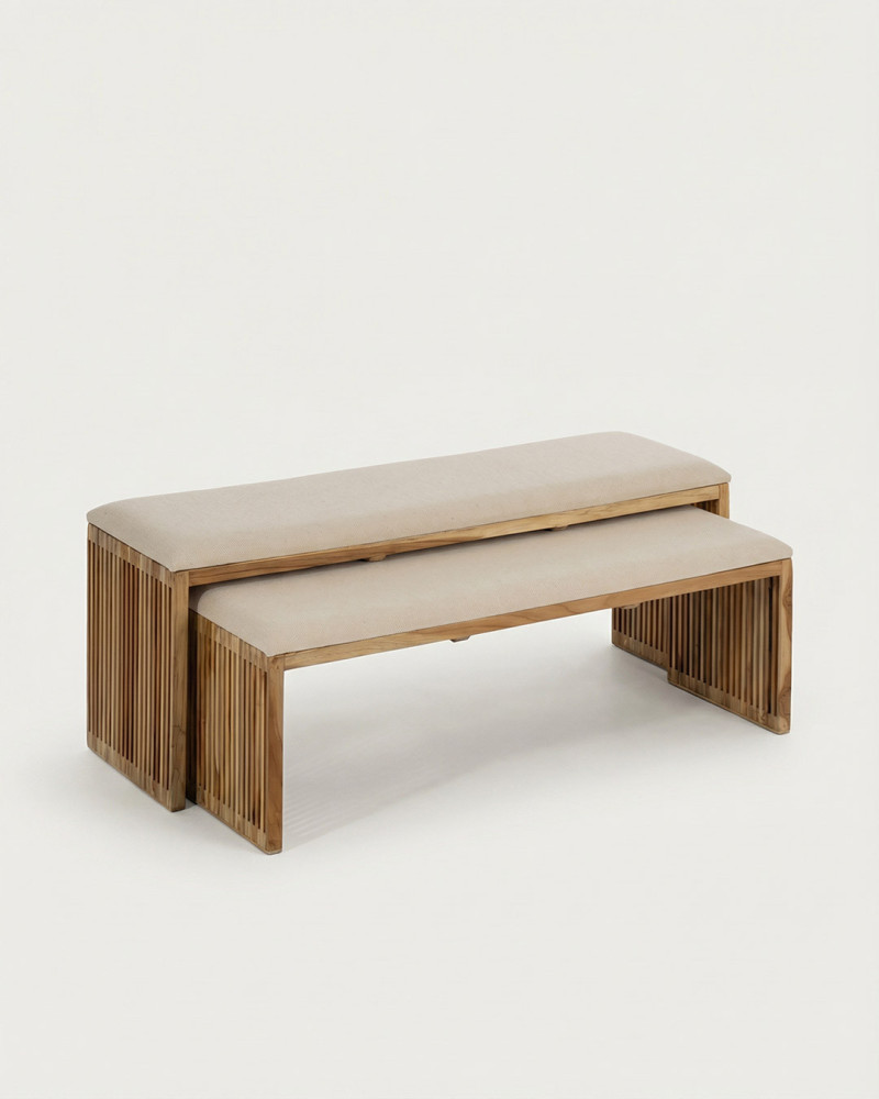 Vista perspectiva Banco set 2 piezas madera teca TOSCA