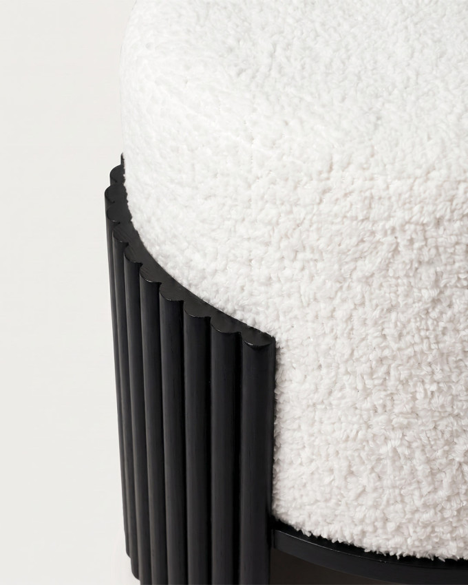 Puf chenilla blanco-natural BELCORA | Rey Home
