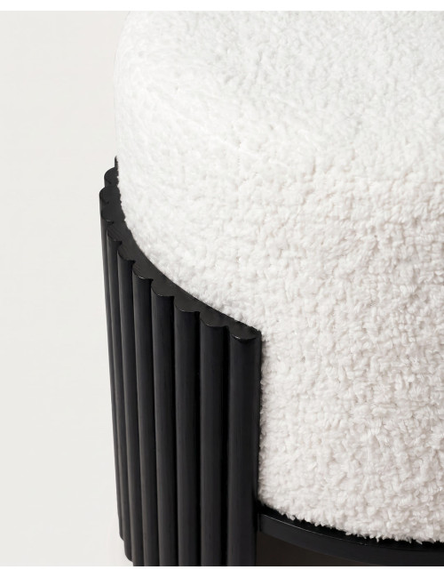 Puf chenilla blanco-natural BELCORA | Rey Home