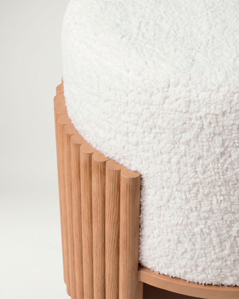 Puf chenilla blanco-natural BELCORA | Rey Home