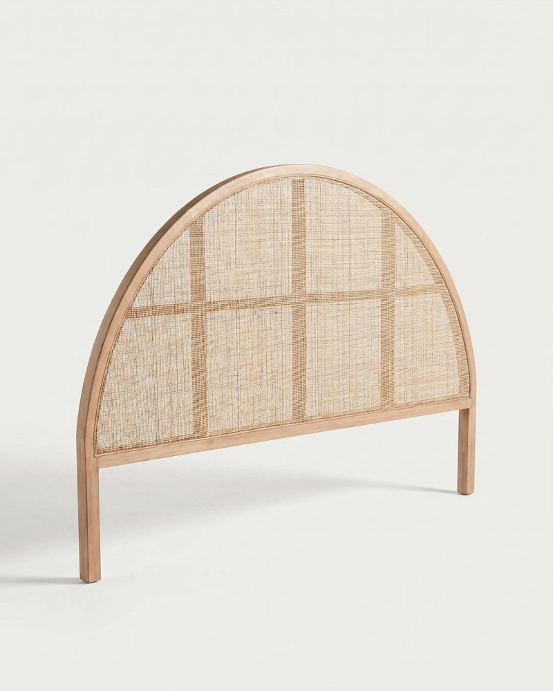 Cabecero rubberwood rattan natural ALENZA tres-cuartos