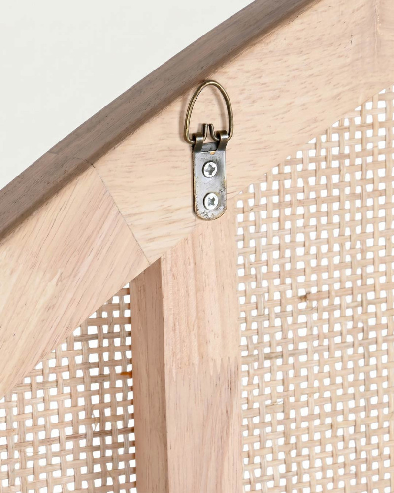 Cabecero rubberwood rattan natural ALENZA detalle del enganche