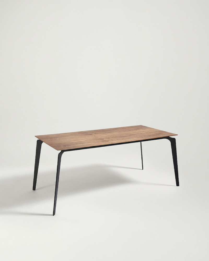 Mesa comedor extensible nogal-metal LUCEN tres-cuartos