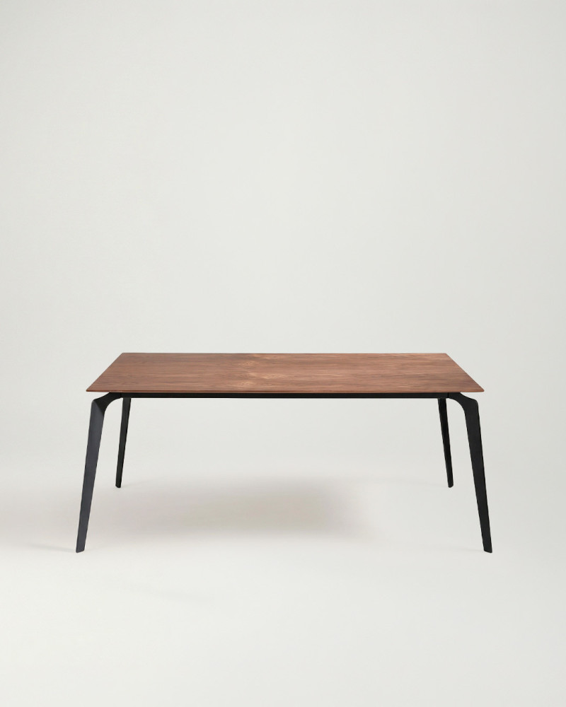 Mesa comedor extensible nogal-metal LUCEN frontal