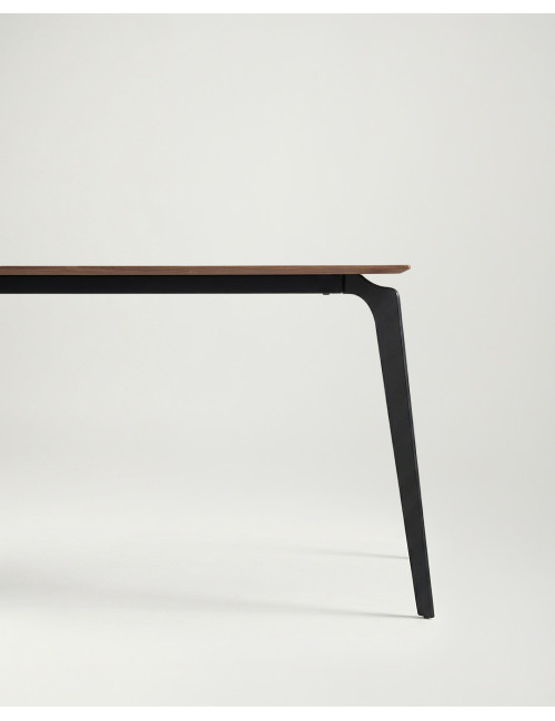 Mesa comedor extensible nogal-metal LUCEN detalle derecho