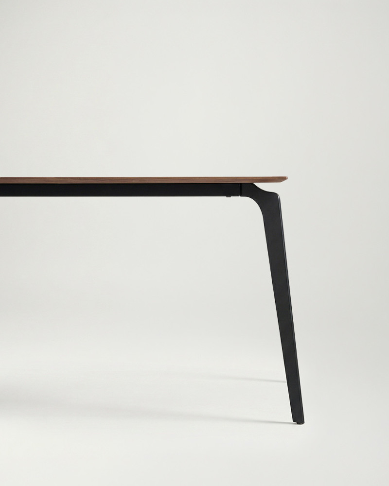 Mesa comedor extensible nogal-metal LUCEN detalle derecho
