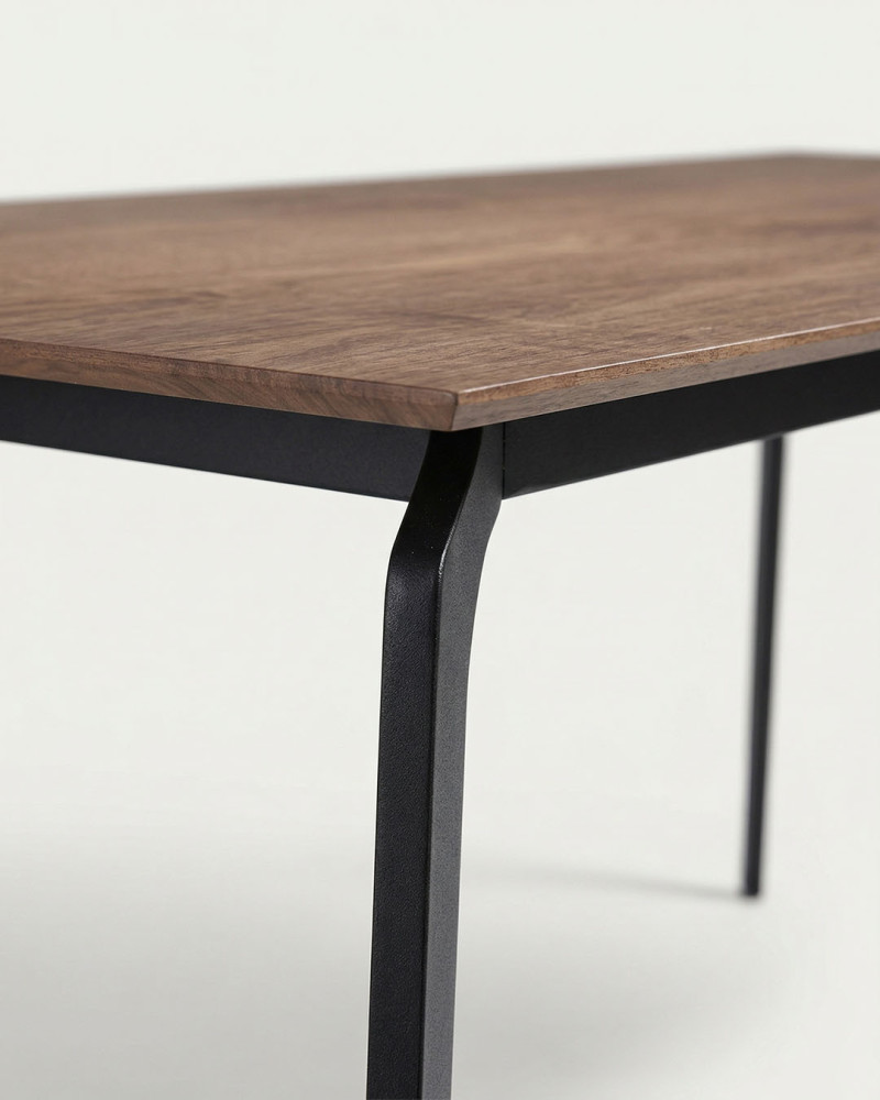 Mesa comedor extensible nogal-metal LUCEN detalle izquierdo