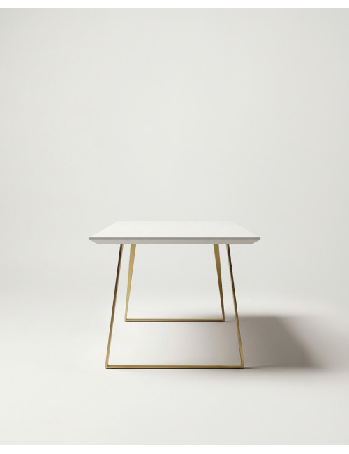 Mesa comedor extensible blanca RIMARO lateral