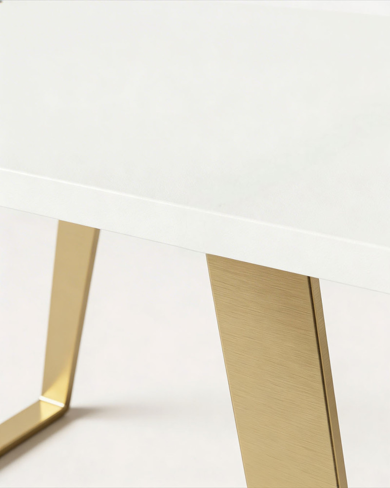 Mesa comedor extensible blanca RIMARO detalle