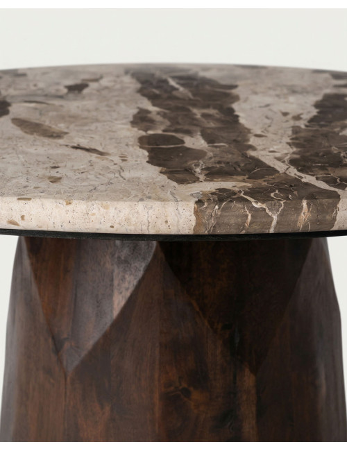 Mesa comedor marmol-madera mango TORRELLO detalle arriba