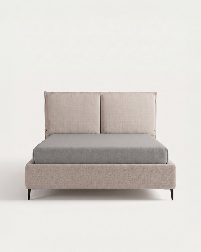 Cama tapizada con cabecero y canapé con patas NOMA