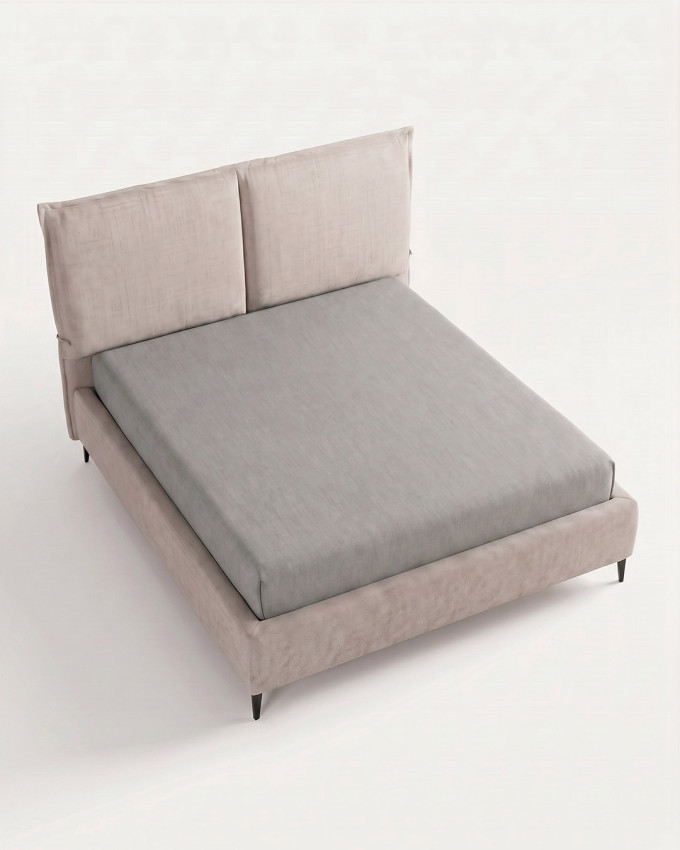 Cama tapizada con cabecero y canapé con patas NOMA