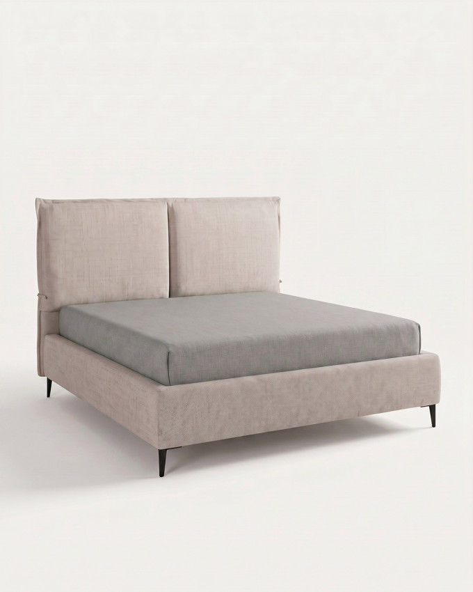 Cama tapizada con cabecero y canapé con patas NOMA