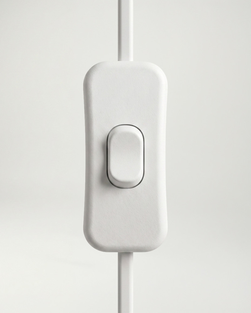 Lámpara de mesa blanca resina JAVIK vista detalle interruptor