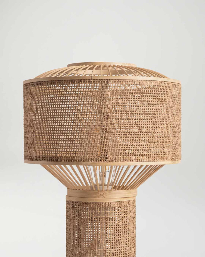 Lámpara mesa bambú ratán natural KELAR