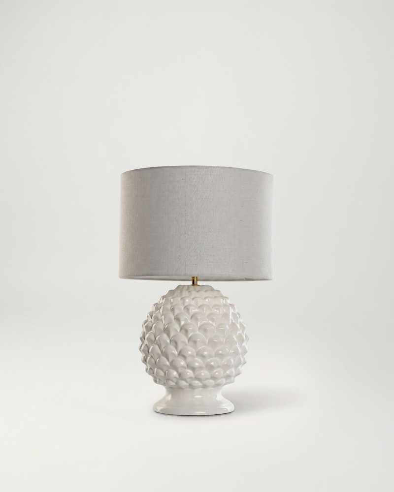 Lámpara mesa gres piña blanco NIRVA vista frontal