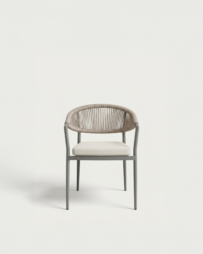 Silla exterior trenzado AMIAN frontal beige