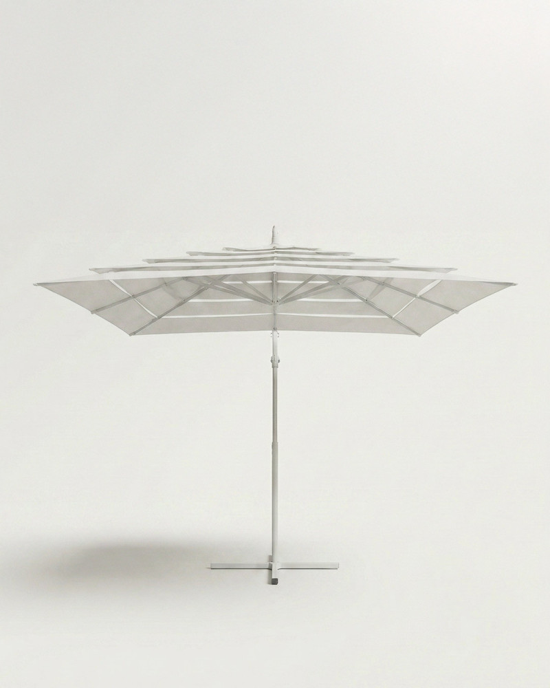 Parasol cuadrado blanco acero AUREL vista frontal