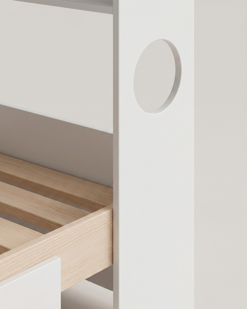 Cama infantil MIA blanca vista detalle