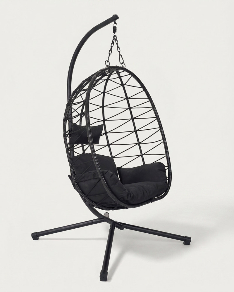 Sillón colgado exterior ratán ALVOR vista lateral