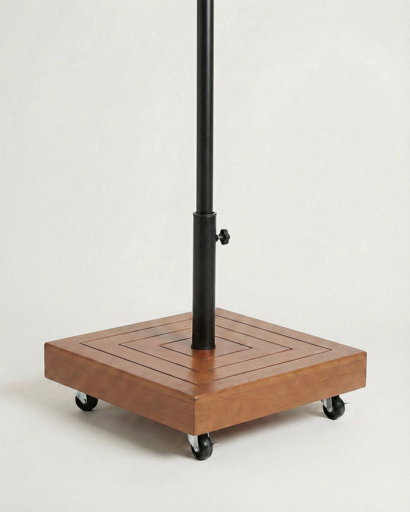 Base parasol eucalipto ruedas NAREN vista con parasol