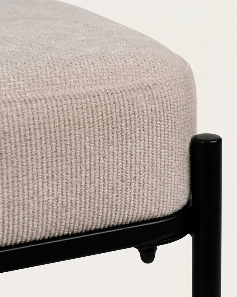 Vista detalle Banco beige tejido-metal ROMEL