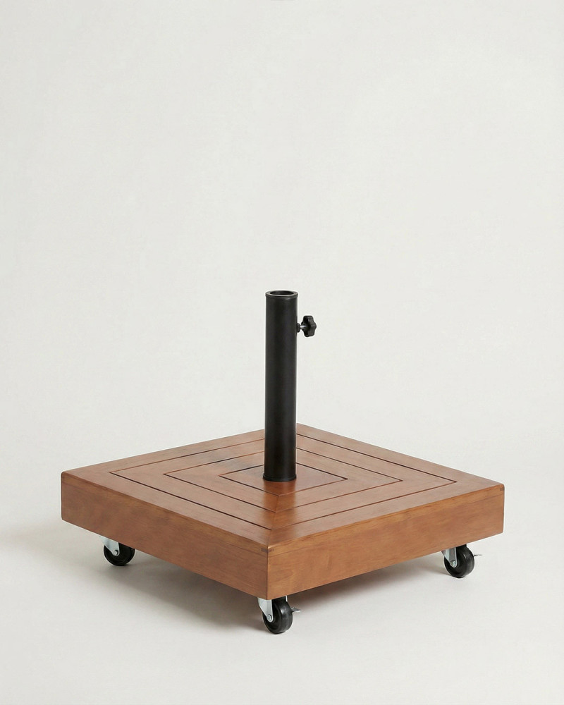 Base parasol eucalipto ruedas NAREN vista 3/4