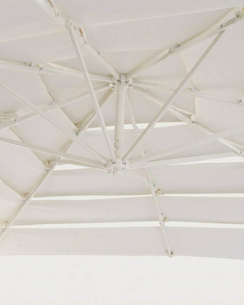 Parasol cuadrado blanco acero AUREL vista detalle interior