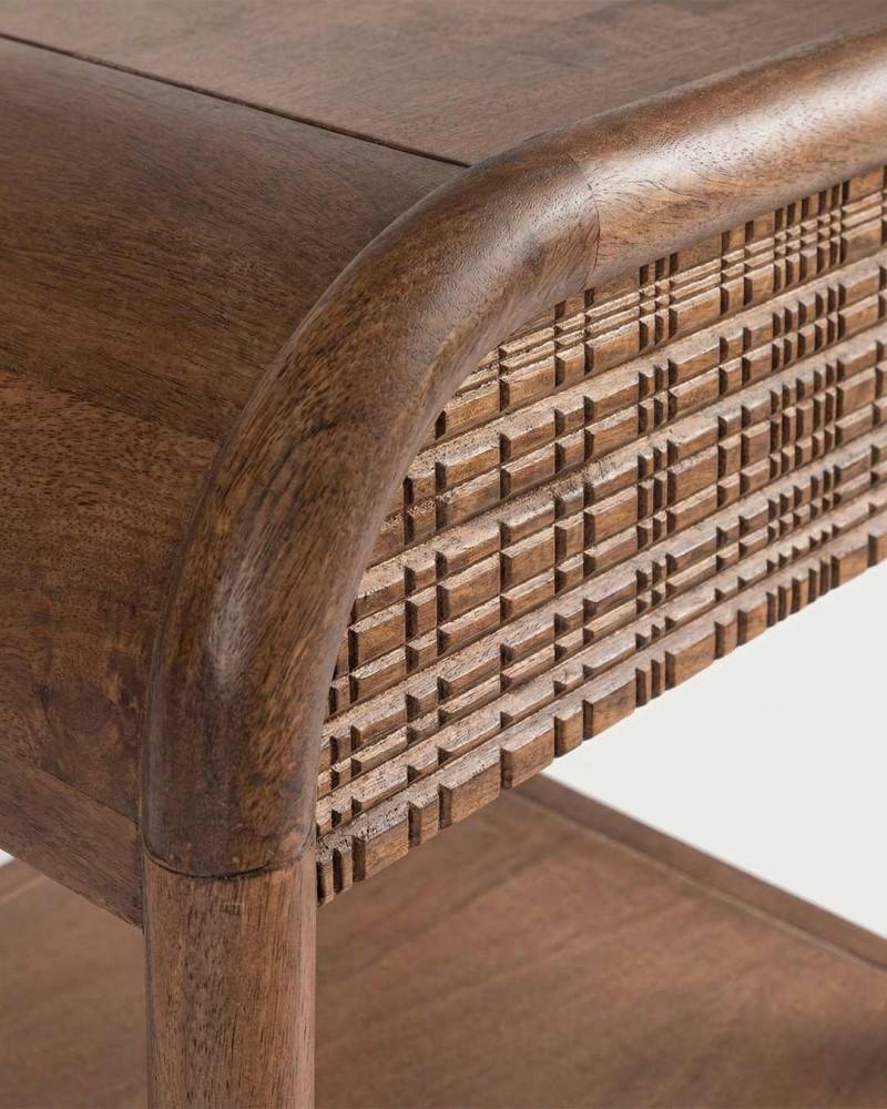 Mesita de noche de madera VENTO vista detalle diseño