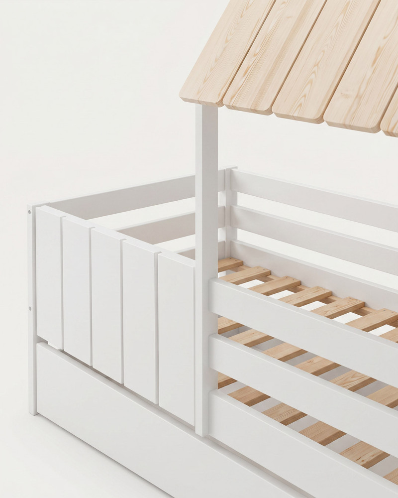 Cama infantil cabaña KAI VISTA DECORADA DE LA PARTE IZQUIERDA 3/4