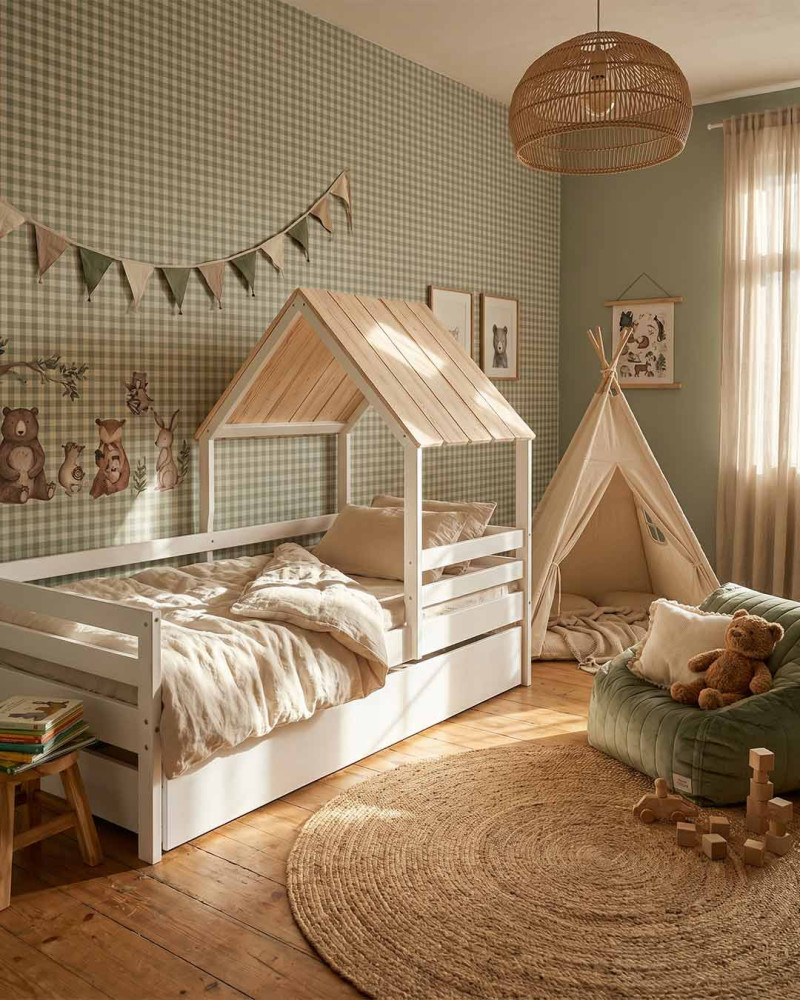 Cama infantil cabaña KAI VISTA DECORADA