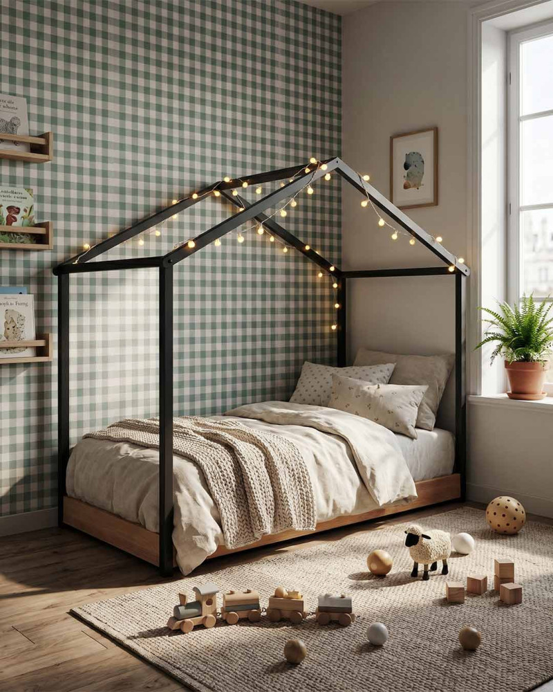 Cama infantil cabaña MIKE VISTA DECORADA