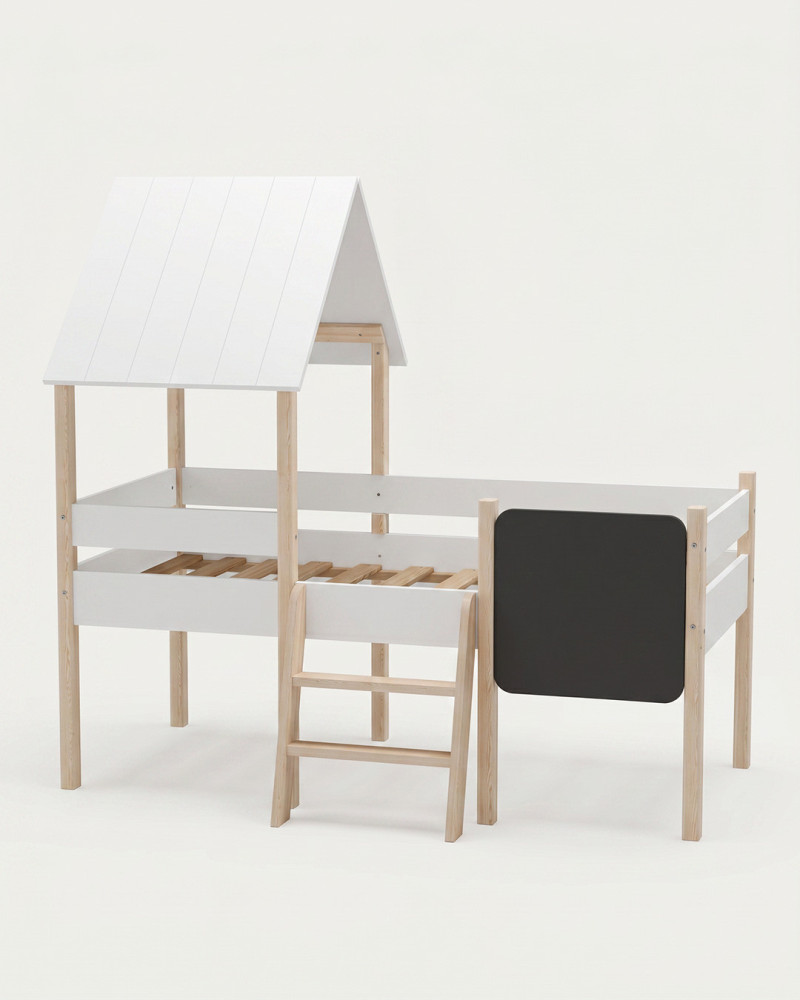 Cama infantil cabaña NOA VISTA 3/4 BLANCO