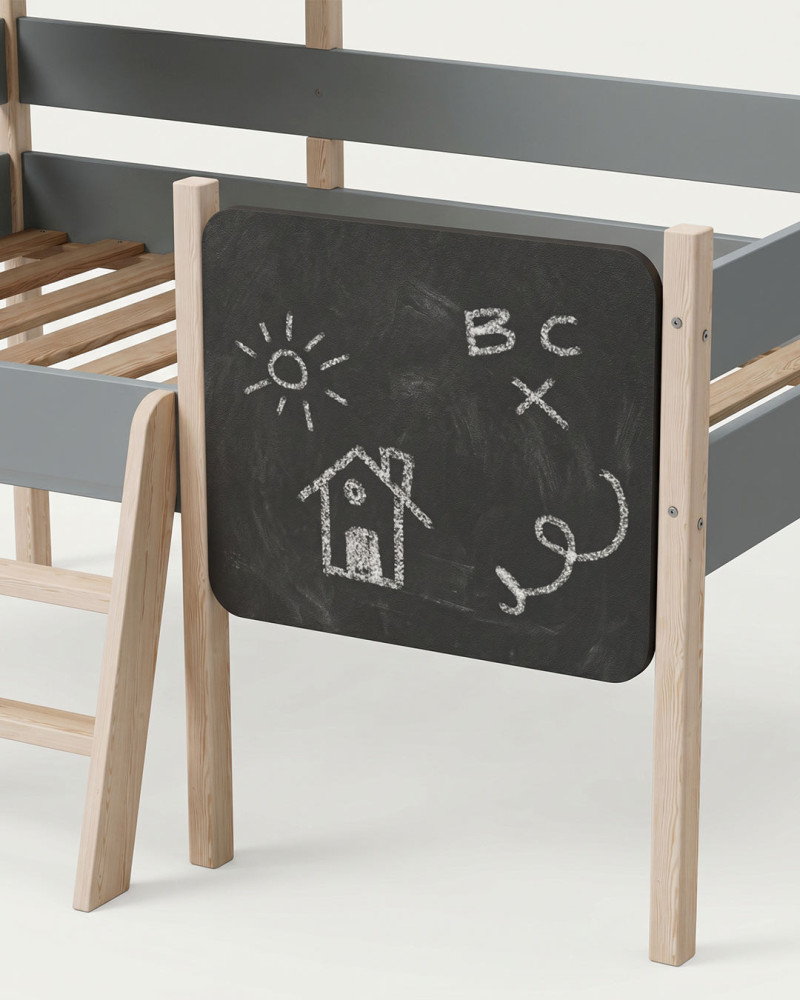 Cama infantil cabaña NOA VISTA PIZARRA
